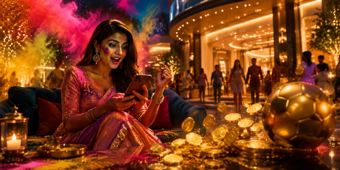 Fans celebrating football betting during Holi festival